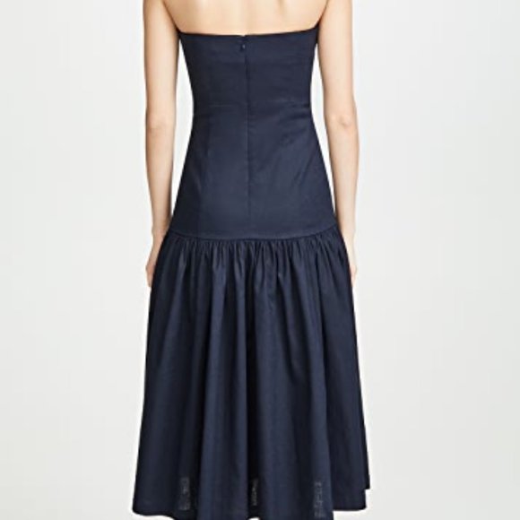 Veronica Beard Fiore Navy Blue Strapless Linen Dress Size 6 New with Tag $495 - Picture 2 of 11